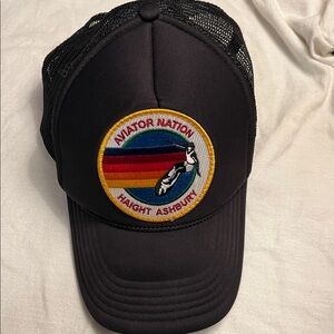 Aviator Nation Black Hat with Rainbow Patch